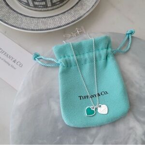 Tiffany & Co. Silver and Teal Heart Pendant Necklace